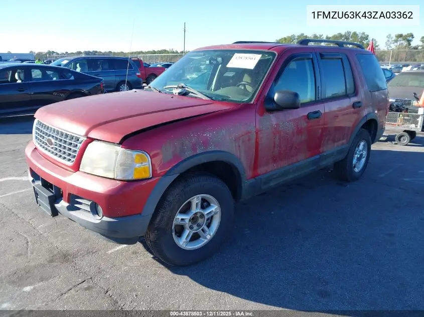 1FMZU63K43ZA03362 2003 Ford Explorer Nbx/Xlt
