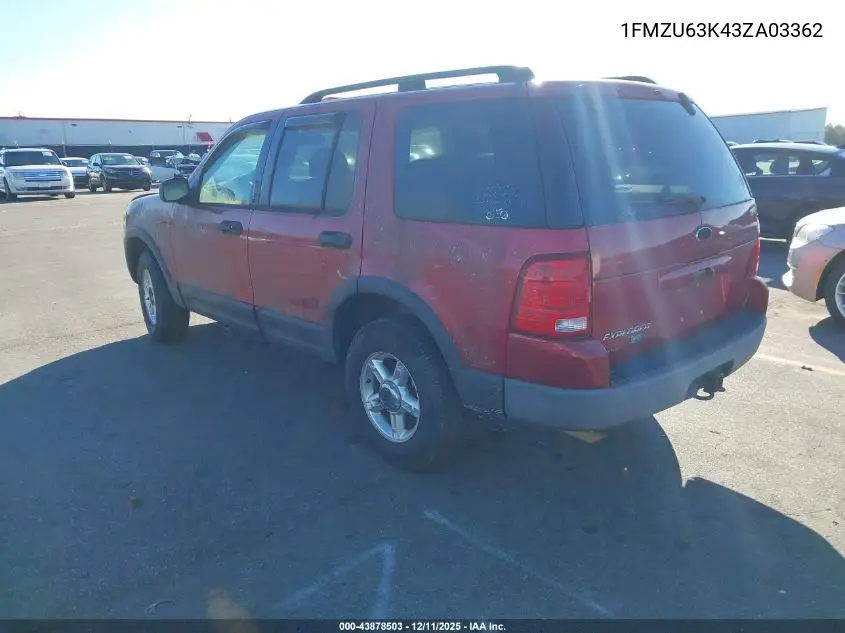 1FMZU63K43ZA03362 2003 Ford Explorer Nbx/Xlt