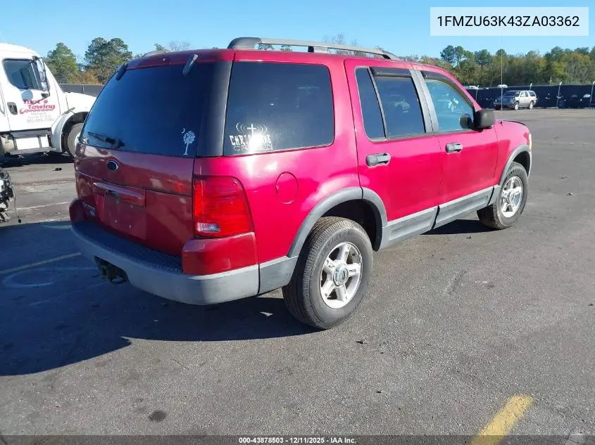 1FMZU63K43ZA03362 2003 Ford Explorer Nbx/Xlt