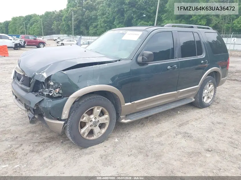 1FMZU64K63UA36472 2003 Ford Explorer Eddie Bauer