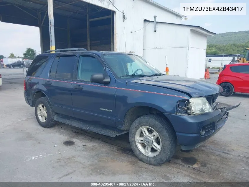 2004 Ford Explorer Nbx/Xlt VIN: 1FMZU73EX4ZB43417 Lot: 40205407