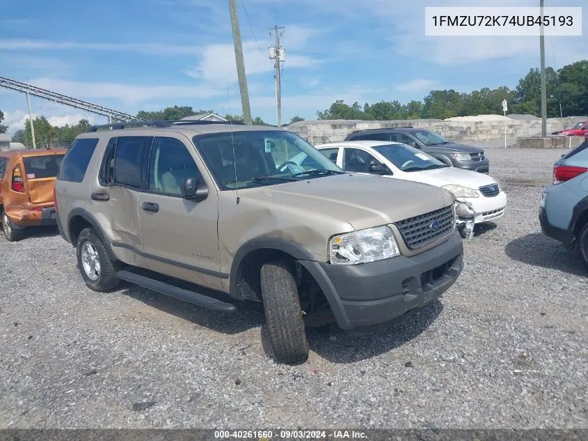 2004 Ford Explorer Xls VIN: 1FMZU72K74UB45193 Lot: 40261660