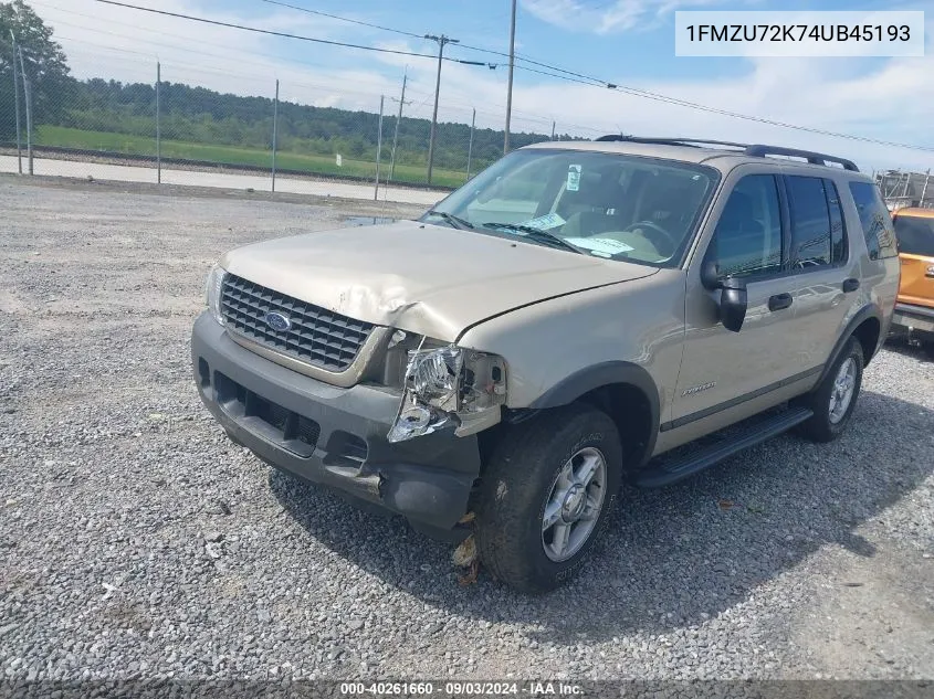 2004 Ford Explorer Xls VIN: 1FMZU72K74UB45193 Lot: 40261660