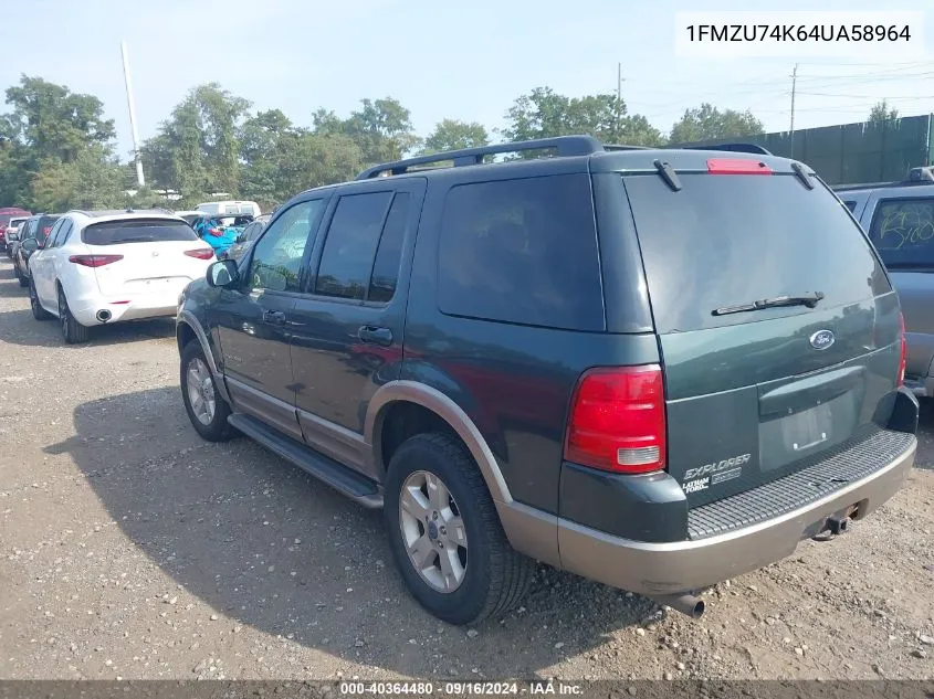 1FMZU74K64UA58964 2004 Ford Explorer Eddie Bauer