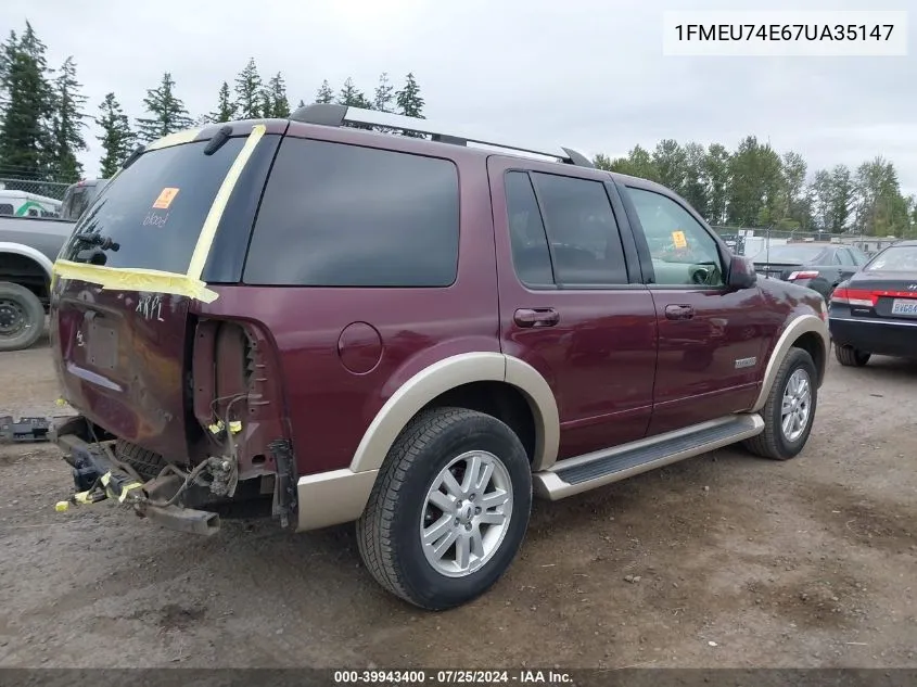 1FMEU74E67UA35147 2007 Ford Explorer Eddie Bauer