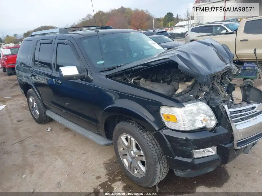 1FMEU7F86AUA98571 2010 Ford Explorer Limited