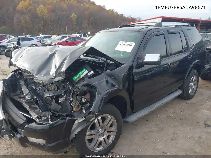 1FMEU7F86AUA98571 2010 Ford Explorer Limited