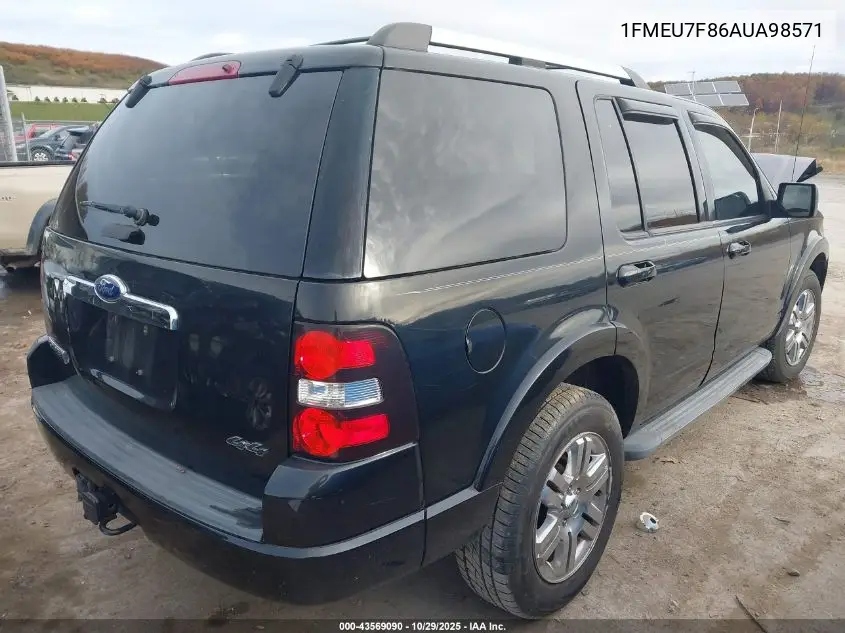 1FMEU7F86AUA98571 2010 Ford Explorer Limited