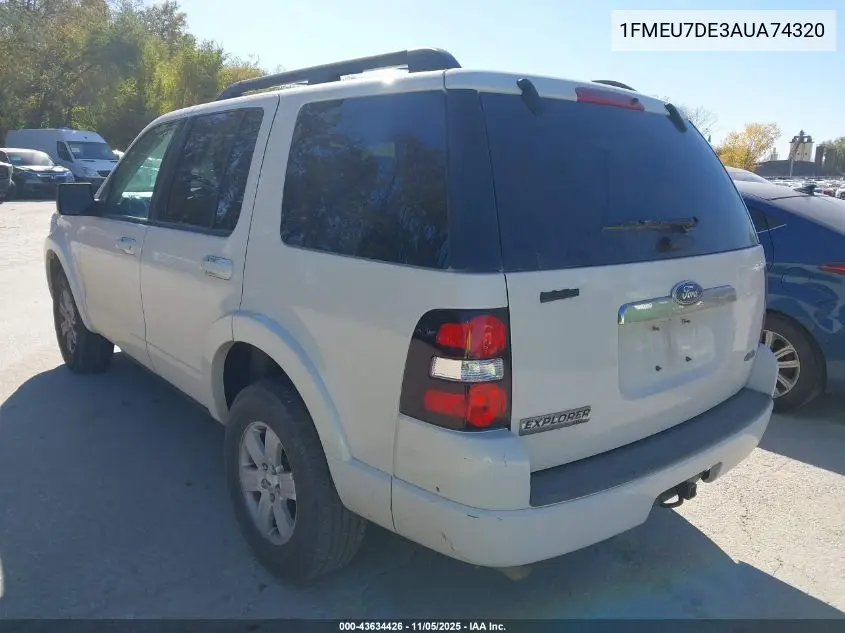 1FMEU7DE3AUA74320 2010 Ford Explorer Xlt