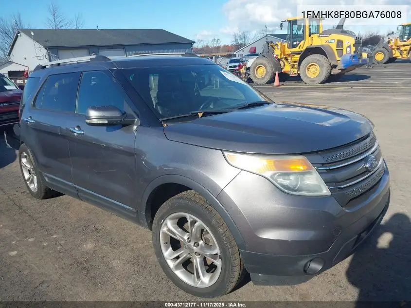 1FMHK8F80BGA76008 2011 Ford Explorer Limited