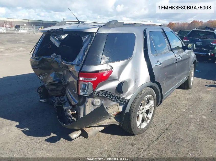 1FMHK8F80BGA76008 2011 Ford Explorer Limited