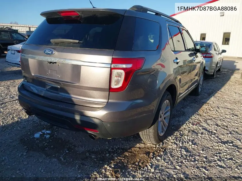 1FMHK7D87BGA88086 2011 Ford Explorer Xlt
