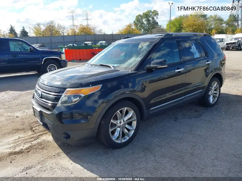 1FMHK7F86CGA80849 2012 Ford Explorer Limited