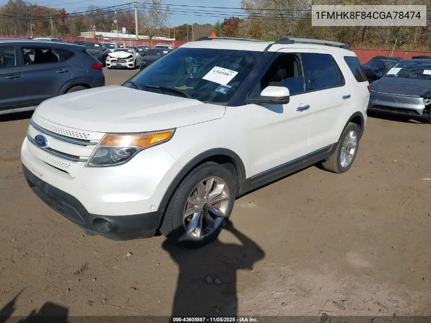 1FMHK8F84CGA78474 2012 Ford Explorer Limited