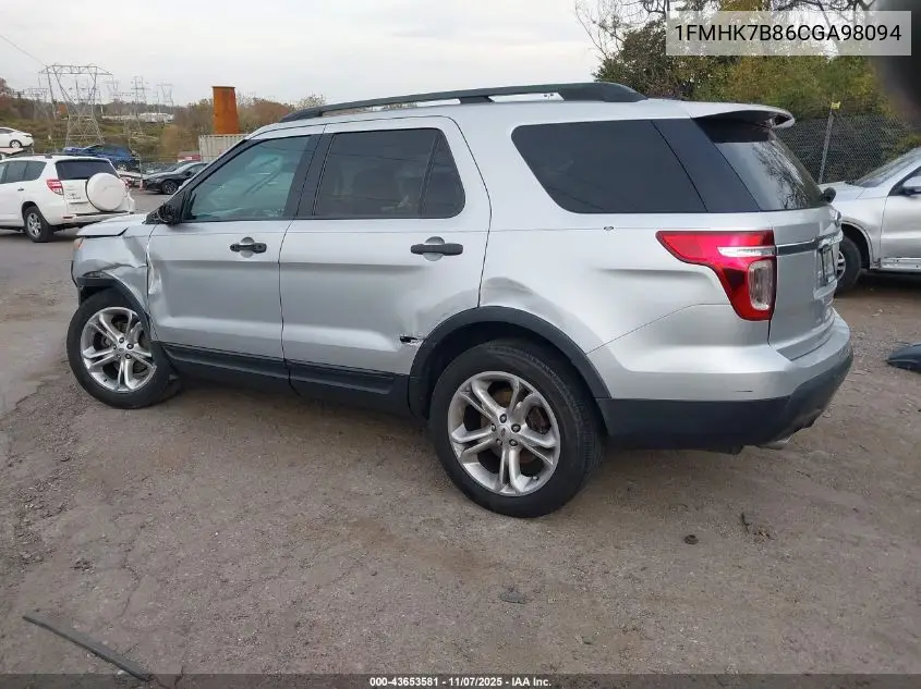 1FMHK7B86CGA98094 2012 Ford Explorer