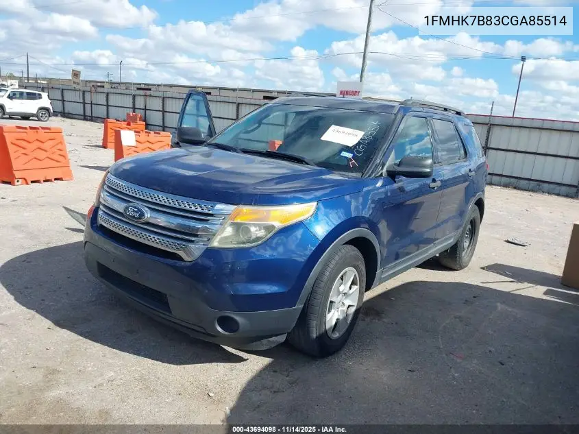 1FMHK7B83CGA85514 2012 Ford Explorer