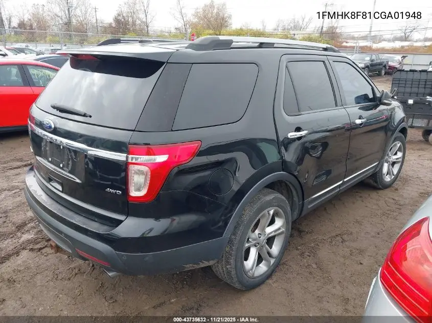 1FMHK8F81CGA01948 2012 Ford Explorer Limited