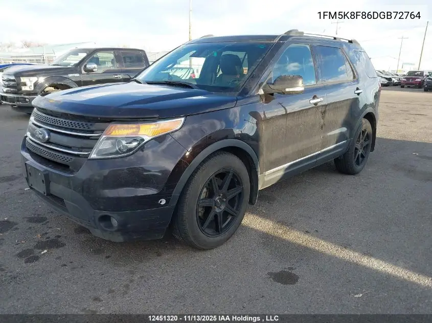 1FM5K8F86DGB72764 2013 Ford Explorer Limited
