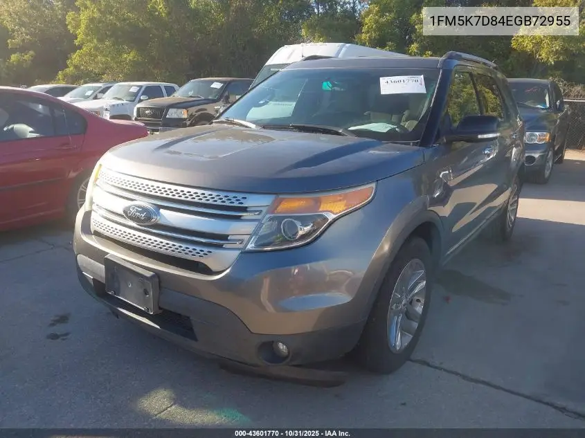 1FM5K7D84EGB72955 2014 Ford Explorer Xlt