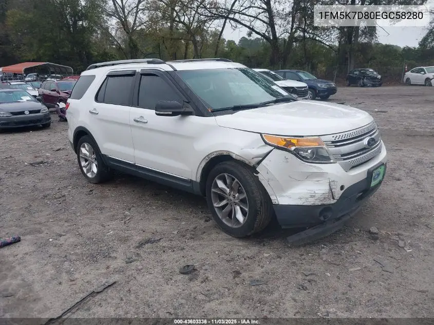 1FM5K7D80EGC58280 2014 Ford Explorer Xlt