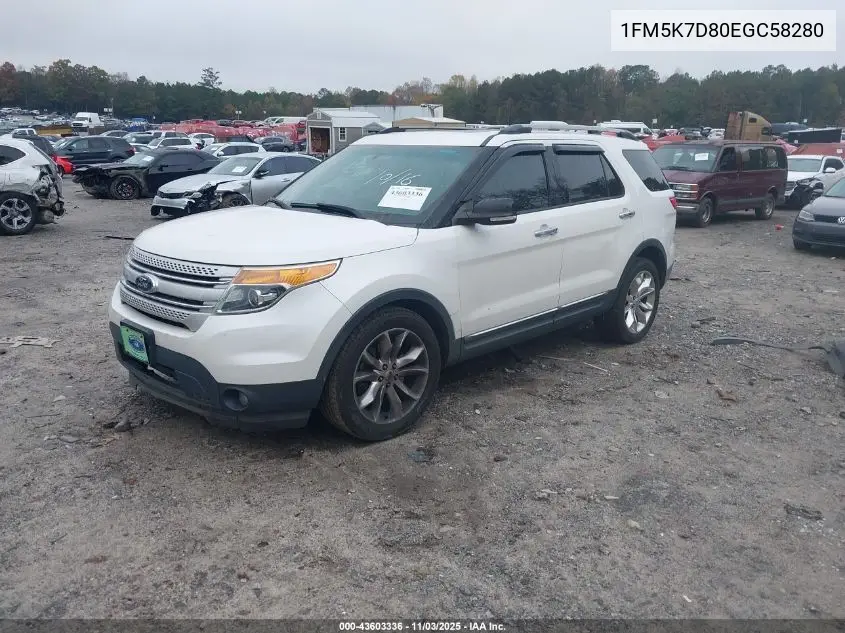 1FM5K7D80EGC58280 2014 Ford Explorer Xlt