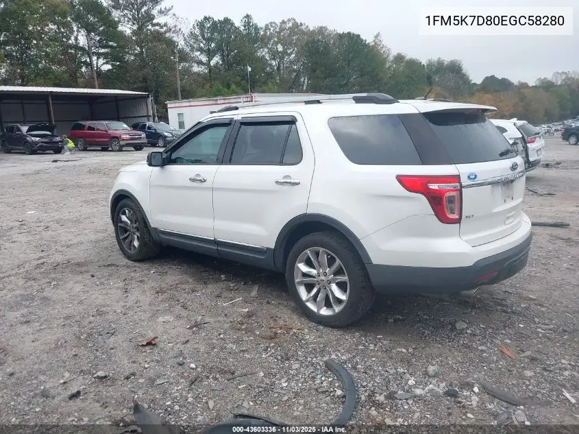1FM5K7D80EGC58280 2014 Ford Explorer Xlt