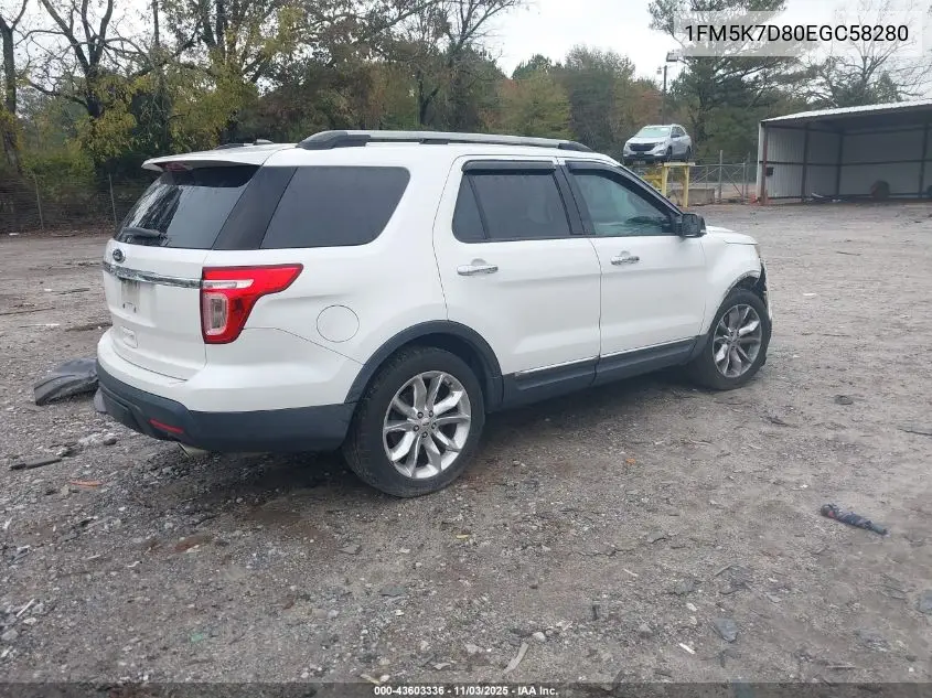 1FM5K7D80EGC58280 2014 Ford Explorer Xlt