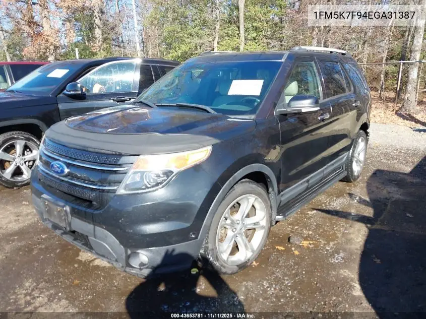 1FM5K7F94EGA31387 2014 Ford Explorer Limited
