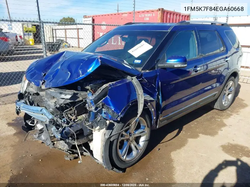 1FM5K7F84EGA60668 2014 Ford Explorer Limited