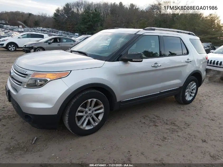 1FM5K8D88EGA01986 2014 Ford Explorer Xlt