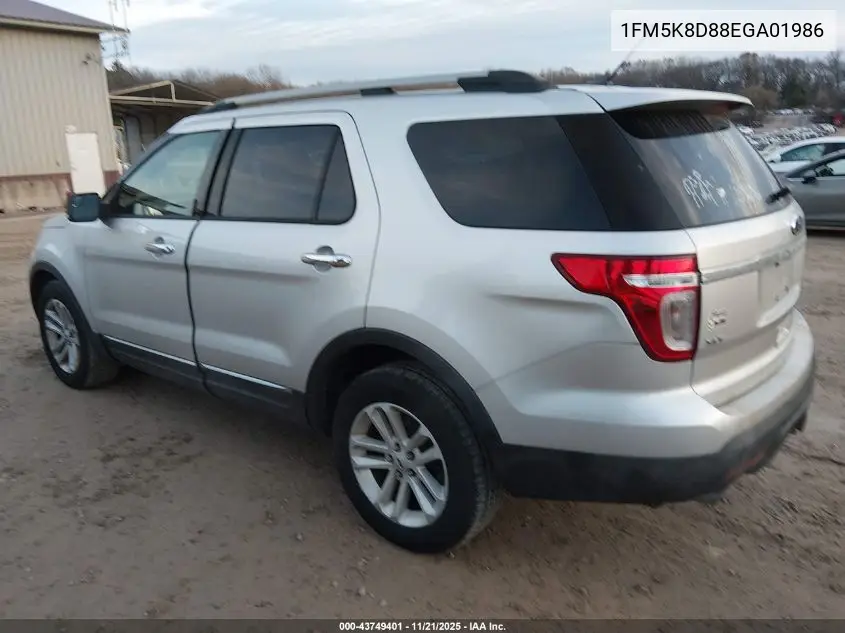 1FM5K8D88EGA01986 2014 Ford Explorer Xlt