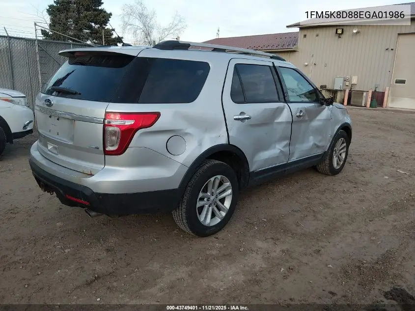 1FM5K8D88EGA01986 2014 Ford Explorer Xlt