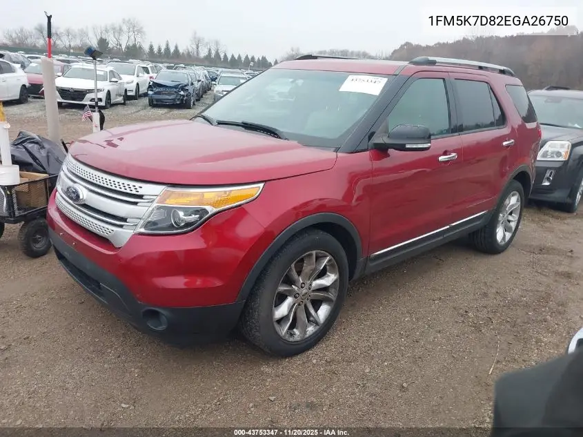 1FM5K7D82EGA26750 2014 Ford Explorer Xlt