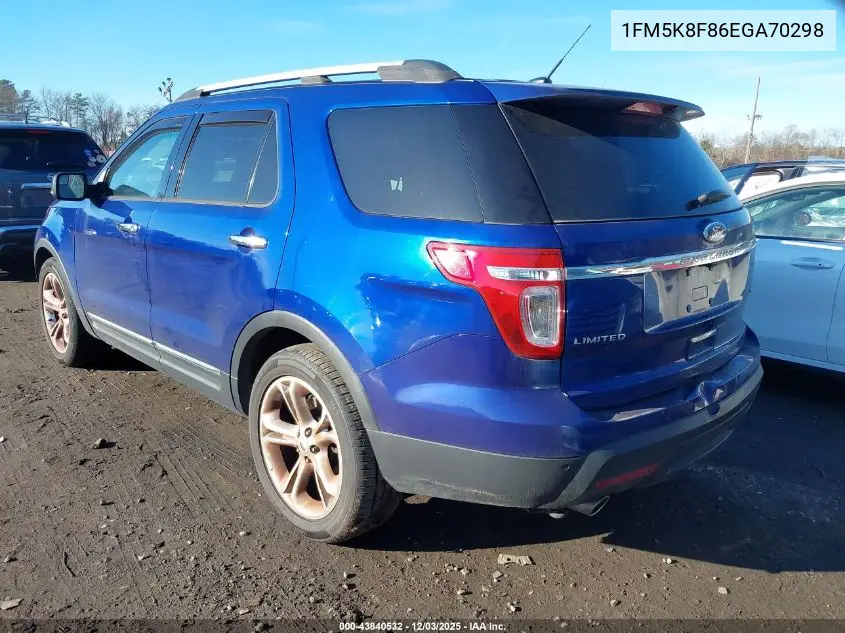 1FM5K8F86EGA70298 2014 Ford Explorer Limited