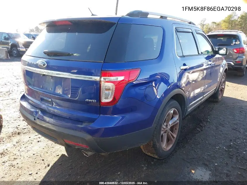 1FM5K8F86EGA70298 2014 Ford Explorer Limited