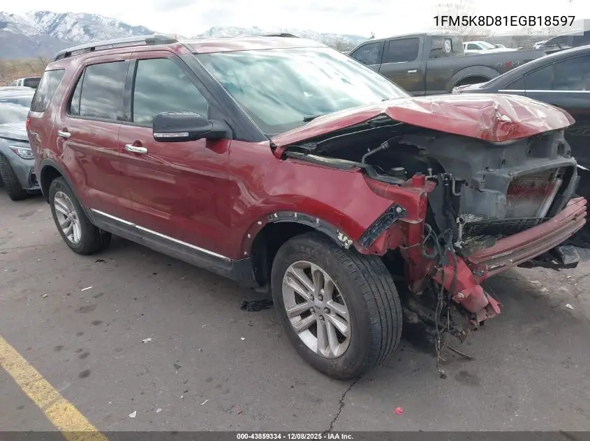 1FM5K8D81EGB18597 2014 Ford Explorer Xlt