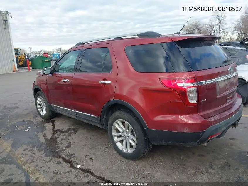 1FM5K8D81EGB18597 2014 Ford Explorer Xlt