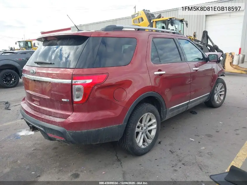 1FM5K8D81EGB18597 2014 Ford Explorer Xlt