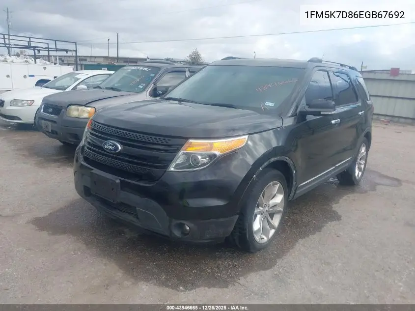 1FM5K7D86EGB67692 2014 Ford Explorer Xlt