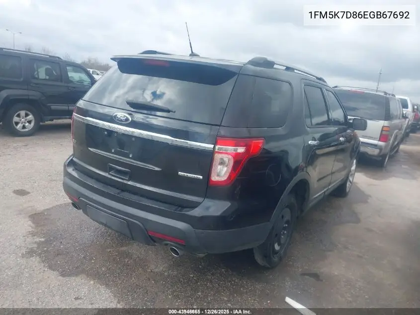 1FM5K7D86EGB67692 2014 Ford Explorer Xlt