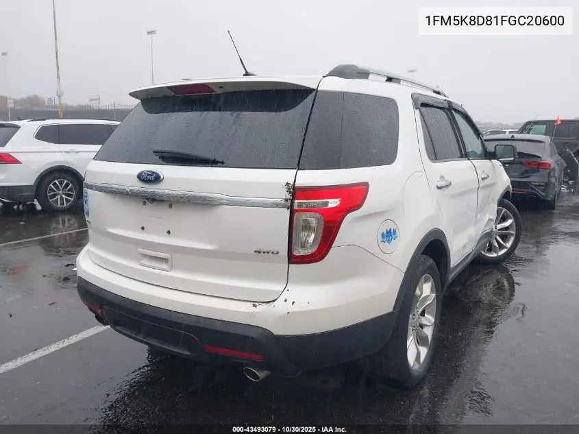 1FM5K8D81FGC20600 2015 Ford Explorer Xlt