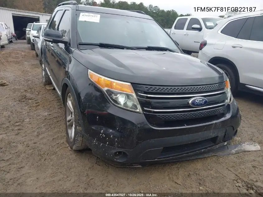 1FM5K7F81FGB22187 2015 Ford Explorer Limited