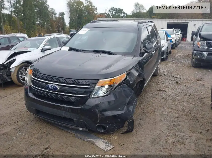1FM5K7F81FGB22187 2015 Ford Explorer Limited