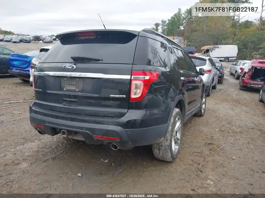 1FM5K7F81FGB22187 2015 Ford Explorer Limited