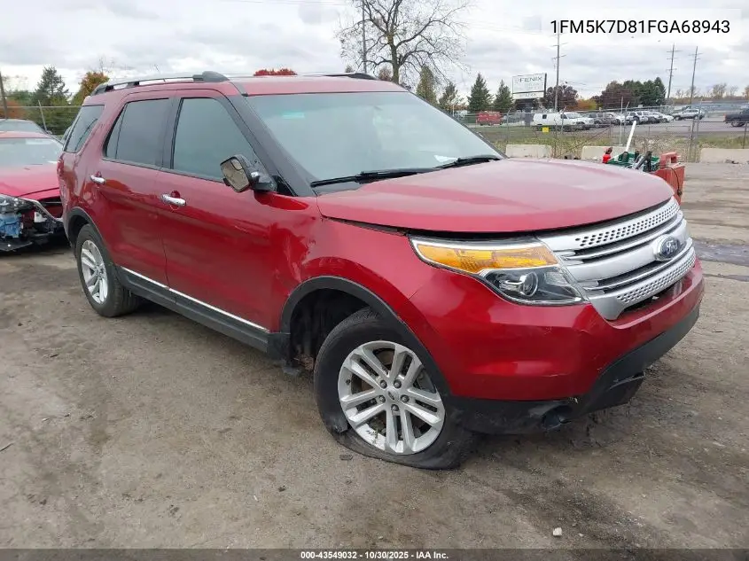 1FM5K7D81FGA68943 2015 Ford Explorer Xlt