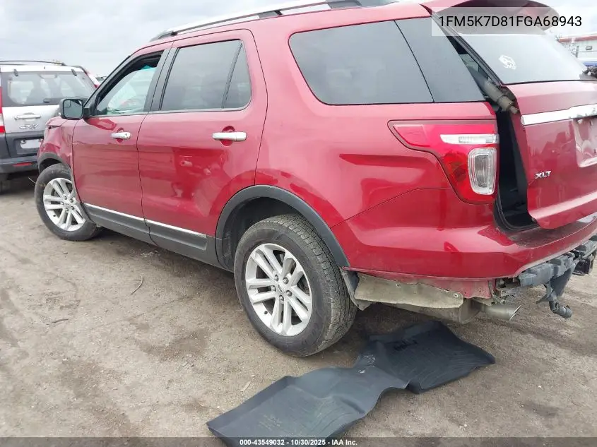 1FM5K7D81FGA68943 2015 Ford Explorer Xlt