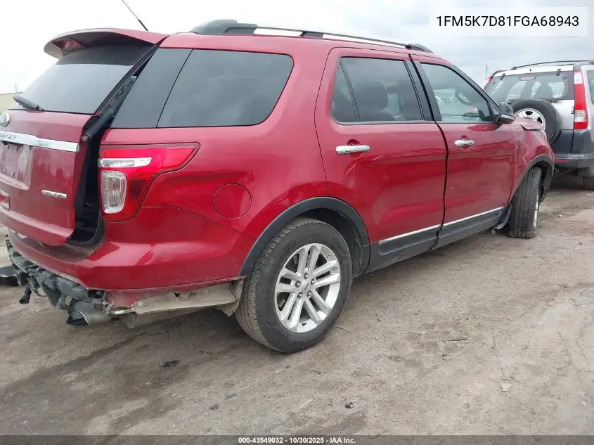 1FM5K7D81FGA68943 2015 Ford Explorer Xlt