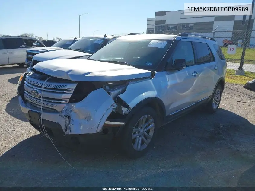 1FM5K7D81FGB09989 2015 Ford Explorer Xlt