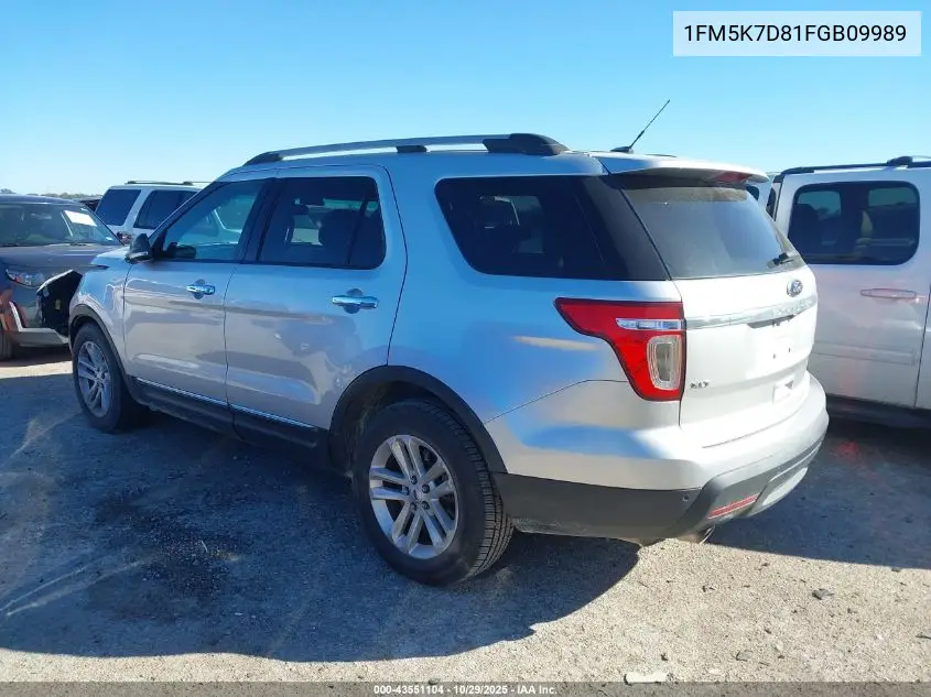 1FM5K7D81FGB09989 2015 Ford Explorer Xlt