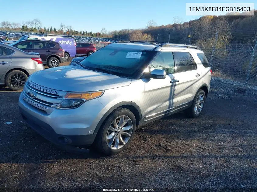 1FM5K8F84FGB15403 2015 Ford Explorer Limited